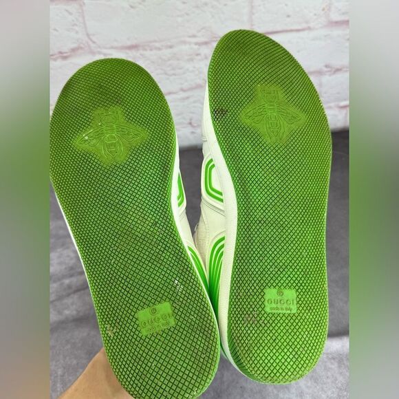 Gucci Basket Low 'White Demetra Green' Trainers 698785 Size 9 - Picture 11 of 16